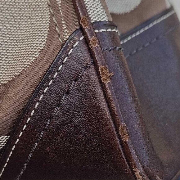 Coach Signature Canvas Satchel/Bag Leopard/Brown, Leather Horsebit Hardware - Picture 6 of 17